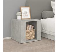 Modern Nightstand with Storage, Concrete Gray Plywood Bedside Table 41x40x36 cm, Sturdy & Water-Resistant, Spacious Organizer for Bedroom, Living Room, Home Decor