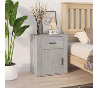 Modern Nightstand with Storage, Concrete Gray Plywood Bedside Table 50x36x60 cm, Elegant Design with Drawer and Shelf for Bedroom, Living Room, Durable & Easy to Clean