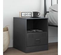 Modern Nightstand with Storage Drawer, Cold Rolled Steel Bedside Table in Anthracite Gray 34.5x39x44 cm, Sturdy & Space-Saving Design for Bedroom, Living Room