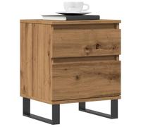 Modern Nightstand with Storage Drawer & Door, Engineered Wood Oak Finish, 40x35x50 cm, Sturdy Metal Legs, Elegant Bedside Table for Bedroom, Living Room, Home Decor