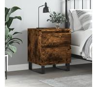 Modern Nightstand with Storage Drawer & Door, Engineered Wood Smoked Oak Finish, 40x35x50 cm Bedside Table for Bedroom, Sturdy Metal Legs, Easy Assembly, Classic Design