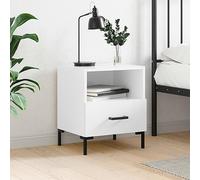 Modern Nightstand with Storage Drawer - Engineered Wood Glossy White Finish 40x35x47. 5cm Bedside Table for Bedroom with Metal Legs, Compact Design for Small Spaces, Smooth & Moisture Resistant