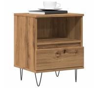 Modern Nightstand with Storage Drawer, Engineered Wood Oak Finish, 40x35x50 cm Bedside Table for Bedroom, Sturdy Metal Legs, Easy Assembly, Classic Design for Home Decor