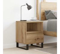 Modern Nightstand with Storage Drawer, Engineered Wood Oak Finish 40x35x50 cm, Bedside Table for Bedroom, Sturdy Metal Legs, Easy Assembly, Classic Design for Home Decor