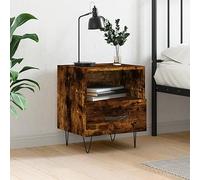 Modern Nightstand with Storage Drawer, Engineered Wood Smoked Oak Finish 40x35x47.5 cm, Sturdy Metal Legs for Bedroom or Living Room, Compact Side Table with Smooth Surface and Moisture Resistance