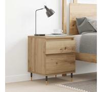 Modern Nightstand with Storage Drawer & Shelf Engineered Wood Oak Finish 40x35x50 cm Bedside Table for Bedroom, Living Room - Sturdy Metal Legs, Easy Assembly, Wall Mountable