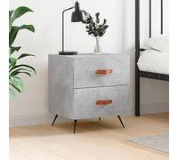 Modern Nightstand with Storage Drawers, Engineered Wood Bedside Table in Concrete Gray, 40x35x47.5 cm, Metal Legs for Stability, Perfect for Bedroom or Living Room