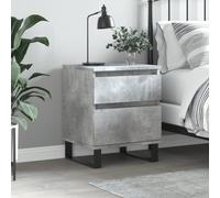 Modern Nightstand with Storage, Engineered Wood Bedside Table in Concrete Gray, 40x35x50 cm, 1 Drawer & Cabinet, Sturdy Metal Legs, Easy Assembly for Bedroom or Living Room