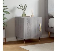Modern Nightstand with Storage, Engineered Wood Bedside Table in Gray Sonoma, 40x40x50 cm, Compact Night Stand with Metal Legs for Bedroom & Living Room, Smooth Surface & Wall Mounting Included