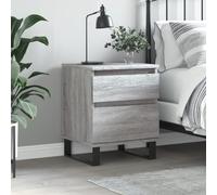 Modern Nightstand with Storage, Engineered Wood Bedside Table with Drawer & Cabinet, Gray Sonoma End Table for Bedroom, 40x35x50 cm, Sturdy Metal Legs, Easy Assembly