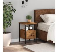 Modern Nightstand with Storage, Engineered Wood & Iron Frame, Artisan Oak Finish 34x36x50cm, Compact Bedside Table for Bedroom & Living Room, Adjustable Legs, Wall Mountable
