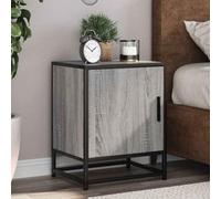 Modern Nightstand with Storage, Engineered Wood & Metal Grey Sonoma Bedside Table 40x31x50 cm, Sturdy Design for Bedroom, Living Room, Dorm, Includes Wall Mounting Kit