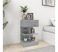 Modern Nightstand with Storage, Grey Sonoma Plywood Bedside Table 40x35x65 cm, Multifunctional End Table with Smooth Surface, Sturdy & Moisture Resistant for Bedroom, Living Room