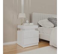 Modern Nightstand with Storage, White Glossy Engineered Wood Bedside Table 45x35x52 cm, Compact Bedroom Furniture for Small Spaces, Easy Assembly & Wall Mountable