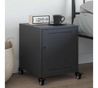 Modern Nightstand with Wheels, Cold Rolled Steel Bedside Table 36x39x43.5cm, Anthracite Gray Storage Cabinet for Bedroom, Living Room, Dorm - Easy to Move & Clean, Spacious Compartment with Handle