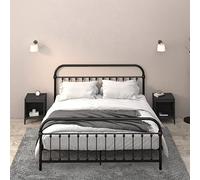 Modern Nightstands Set of 2 Black 40x35x50 cm Bedside Tables with Storage Shelf, Sturdy Plywood & Metal Frame for Bedroom Decor, Easy Assembly