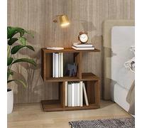 Modern Oak Nightstand with Storage 50x30x51.5cm - Brown Plywood Bedside Table for Bedroom, Sturdy Design with Open Compartments, Easy to Clean, Perfect for Books & Decor