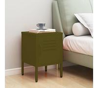 Modern Olive Green Steel Nightstand 35x35x51 cm with Adjustable Shelf & Lock, Durable Bedside Table for Bedroom Storage, Space-Saving Design with Leveling Feet, Easy to Clean & Assemble