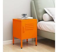 Modern Orange Steel Nightstand 35x35x51 cm with Adjustable Shelf & Lock, Durable Bedside Table for Bedroom Decor, Space-Saving Storage Cabinet with Levelers