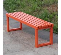 Modern Outdoor Garden Bench - Solid Wood Seat & Steel Frame, 100/120/150cm for Patio, Poolside, and More(Orange Red,100cm)