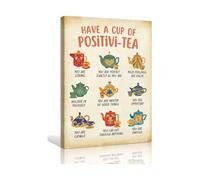 Modern Painting Canvas Positivi tea Quote Poster Mental Health Wall Art Deco Decoration for Bedroom Pictures Bathroom Picture Printing(Framed,12x18inch(30x45cm))