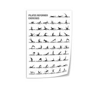 Modern Pilates Reformer Exercises Poster, Minimalist Canvas Wall Art, Clean Decor for Exercise Room, Apartment(Framed,12x18inch(30x45cm))