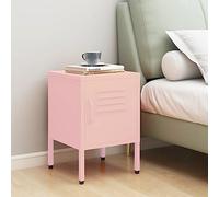 Modern Pink Steel Nightstand 35x35x51 cm with Adjustable Shelf & Lock, Durable Bedside Table for Bedroom Decor, Space-Saving Storage Cabinet with Levelers, Easy to Clean & Assemble