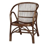 Modern Rattan Dining Armchairs with Backrest & Armrests, Outdoor Wicker Chair for Dining and Reading