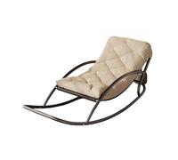 Modern Rocking Chair Beige Cushion Metal Frame Indoor Accent Lounge Seat
