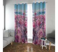 Modern Romance, Cortinas Opacas para salón, hoteles de Pareja, Rosas Rosas, Flores, Playa, Cortinas térmicas aisladas, habitación oscureciendo 2 Paneles (W245xL300cm Cada uno)