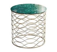 Modern Round Coffee Table with Faux Marble Tabletop and Base Gold Metal Frame Suit for Living Room Home Office Marble/White and Green (Color : Green)