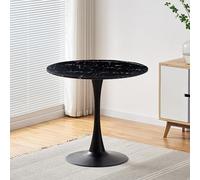 Modern Round Dining Table with Faux Marble Surface Stylish Pedestal Base Coffee Table for Kitchen Dining Room Living Room Space Saving Small End Table for Patio & Bar