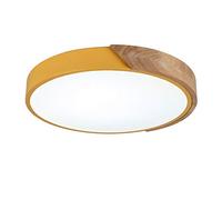 Modern Round Macaron LED Ceiling Light for Kids' Room 39W Stepless Dimming Stylish Wood Design Ideal for Boys & Girls Bedroom Living Room Kindergarten - Orange 50cm