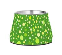 Modern Rounds - Cuenco de acero inoxidable antideslizante para mascotas pequeñas, diseño de lunares, color verde