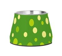 Modern Rounds - Cuenco para perros de acero inoxidable mejorado con puntos verdes, cuencos básicos para perros medianos y medianos