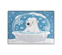 Modern Rugs - Alfombra estética de 4 x 5 pies para sala de estar, dormitorio, decoración estética del hogar (4 x 5 pies, natural), oso polar azul