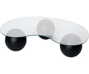 Modern Rustic Coffee Table, Black, 120 x 70 x 30 | Top of Table: 100% Tempered Glass, Leg's: Poliuretano Casting | Perfect for Modern Home Office & Study Spaces, Elegant and Functional Design