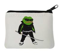 Modern Samurai Pepe The Frog Funny Meme - Monedero de neopreno (10 x 11 cm), color blanco, White, Talla única