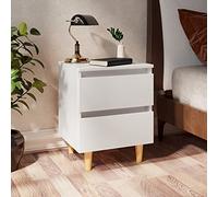 Modern Scandinavian Night Stand with 2 Drawers, Solid Pine Wood Legs, White Bedside Table 40x35x50cm for Bedroom, Living Room, Home Decor, Easy to Clean and Assemble