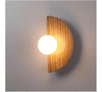 Modern Semicircular Base Wall Sconce Creative Yellow Cave Stone Wall Light Milky White Spherical Glass Lampshade Wall Lamp G9 Base for Living Room Entrance Porch Bedroom