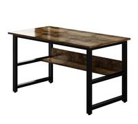 Modern Simple PC Desk A Multi- Purpose in One Design Computer Desk Home Office Writing Desk Black Metal Frame Charcoal Wood Color Study Desk with Storage