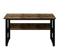 Modern Simple PC Desk A Multi- Purpose in One Design Computer Desk Home Office Writing Desk Black Metal Frame Charcoal Wood Color Study Desk with Storage
