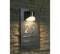 Modern Solar House Number Sign for Outside, Waterproof LED Illuminated Address Plaque with Street Name, Personalized Custom Lighted Address Sign for Yard, Front Door, Patio(Gray-Silver)