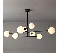 Modern Sputnik Chandelier 8 Light Black and Gold Pendant Light Mid Century Modern Chandelier Glass Globe Chandelier Magic Bean Lámpara colgante de techo para comedor Sala de estar Dormitorio