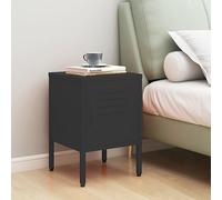 Modern Steel Nightstand 35x35x51 cm with Adjustable Shelf & Lock, Anthracite Grey Bedside Table for Bedroom, Durable Metal End Table with Leveling Feet, Space-Saving Storage Cabinet