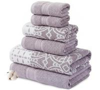 Modern Threads Juego de 6 Piezas, 2 Toallas de Baño, 2 Toallas de Mano, 2 Paños de Lavado, Orquídea, Algodón, Jacquard, Geométrico, Suave, Absorbente, Duradero