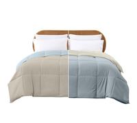 Modern Threads Pacific Coast Textiles Reversible Down Alt Comforter, Polyester, Oatmeal/Dusty Blue, Twin