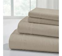 Modern Threads Sábanas Lisas de Microfibra Suave, lujosas sábanas de Microfibra, Incluye sábana encimera, sábana Bajera con Bolsillos Profundos y Fundas de Almohada, Color Caqui, tamaño California