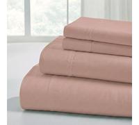 Modern Threads Sábanas sólidas de Microfibra Suave, sábanas de Microfibra de Lujo, Incluye sábana encimera, sábana Bajera Ajustable con Bolsillos Profundos y Fundas de Almohada Rosa matrimonial