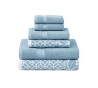 Modern Threads Trefoil Filigranes baño, 2 Toallas de Mano y 2 paños, Algodón, Azul esterlina, Estándar